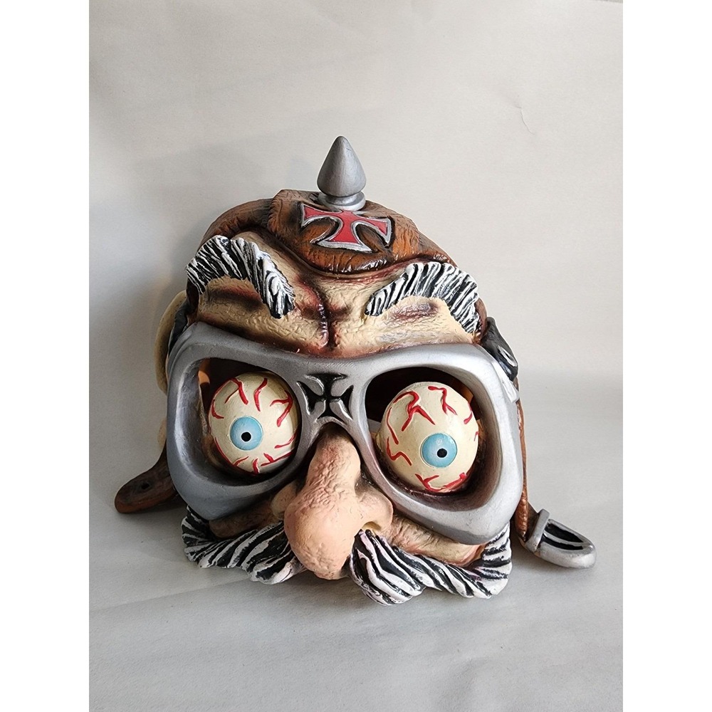 Vintage 2001 Disguise Fright Asylum Latex Mask Bloodshot Eyes Biker Lowrider